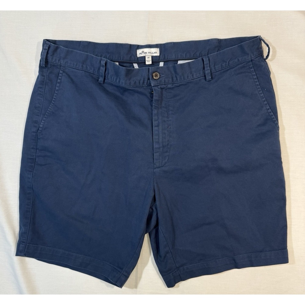 Peter Millar Shorts Mens 38 Navy Blue‎ Performance  Flat Front Polyester